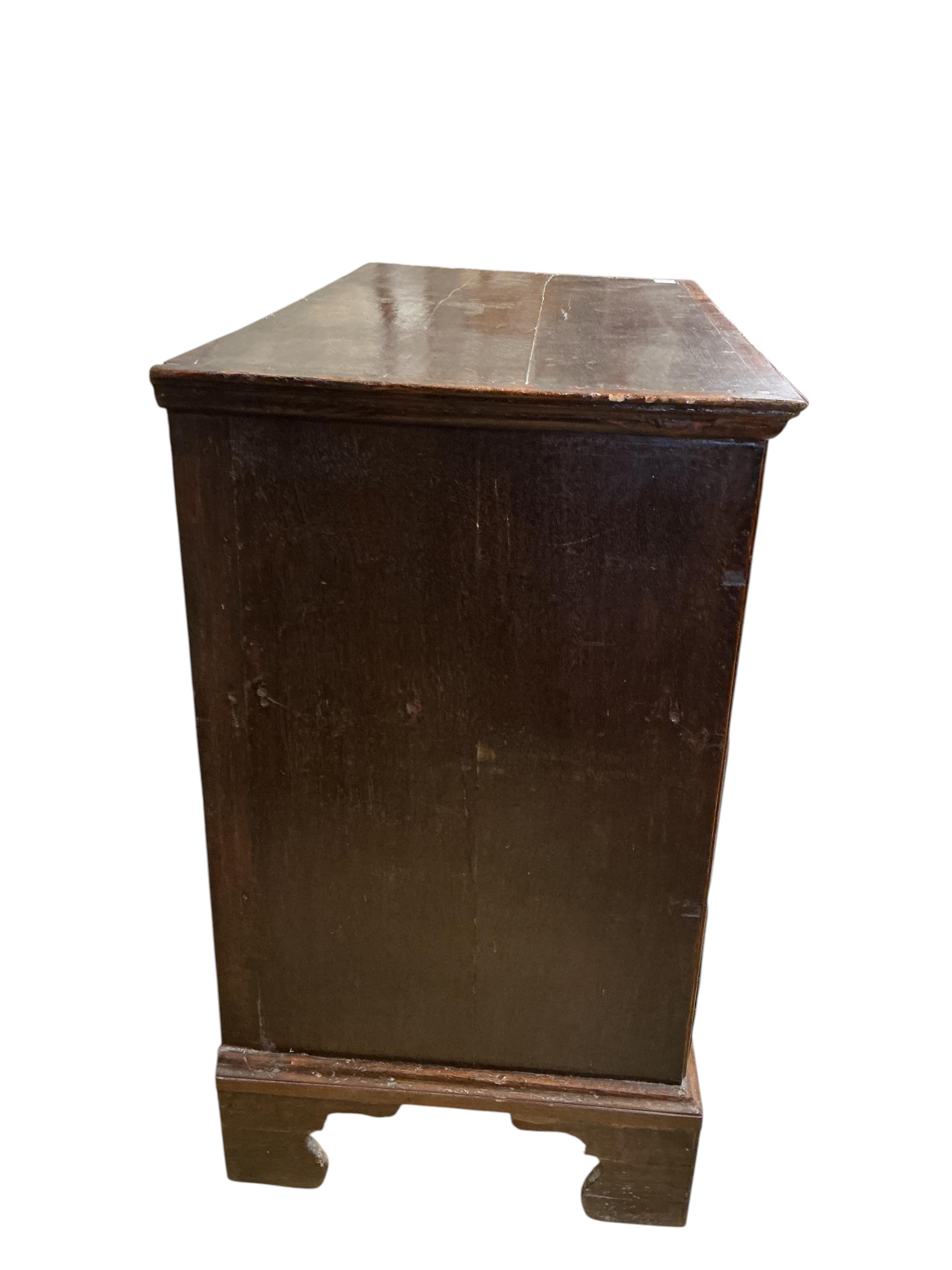 An 18th century oak and banded walnut six drawer chest, width 96cm, depth 53m, height 93cm